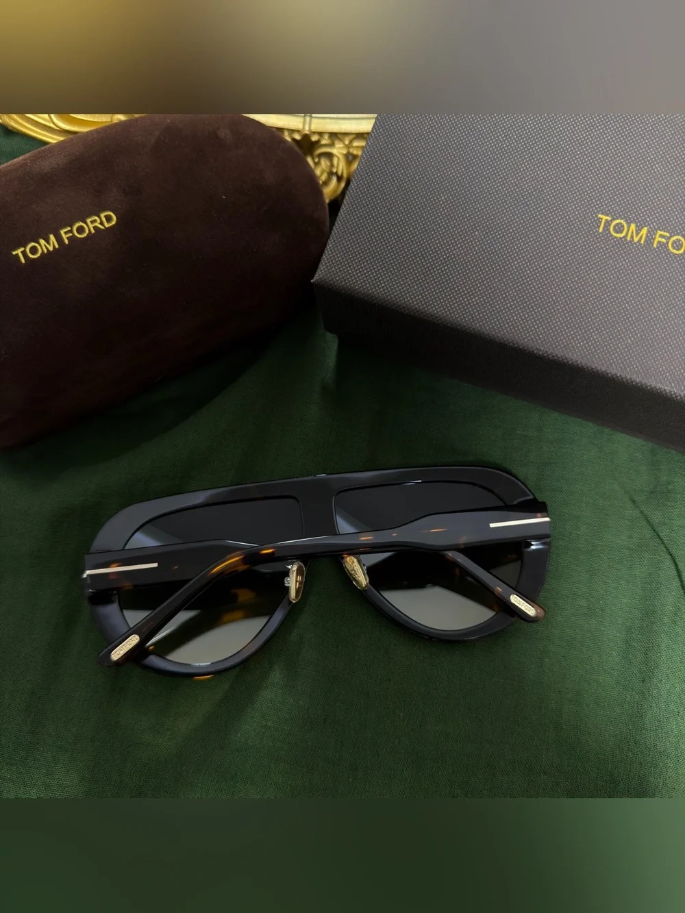Tom Ford Tortoiseshell Shield Sunglasses with Brown Gradient Lenses